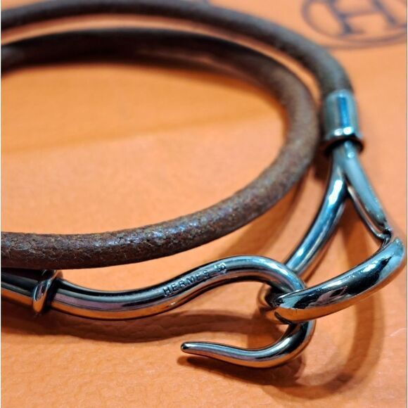 Hermès Leather Silver Hook Bracelet/Necklace Choker - Picture 10 of 15